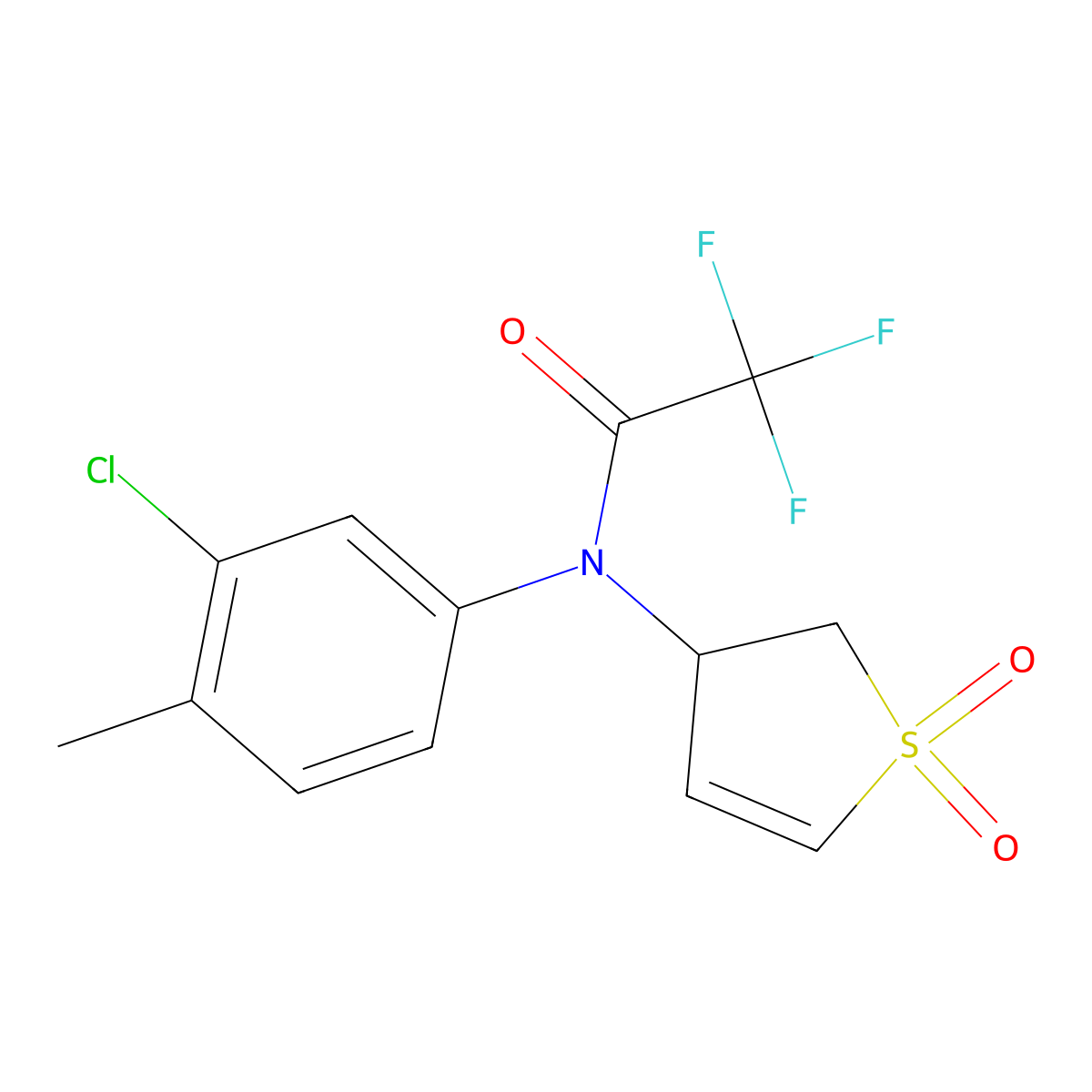 N-(3-chloro-4-methylphenyl)-N-(1,1-dioxido-2,3-dihydrothiophen-3-yl)-2,2,2-trifluoroacetamide molecular structure, CAS 1017631-96-7