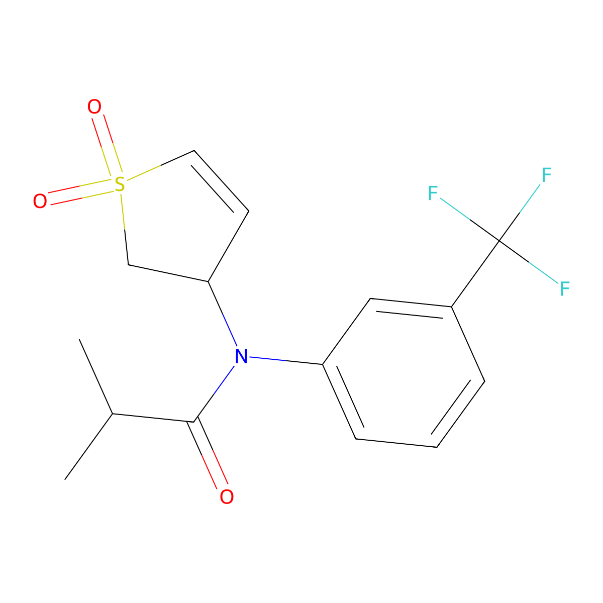 N-(1,1-dioxido-2,3-dihydrothiophen-3-yl)-N-(3-(trifluoromethyl)phenyl)isobutyramide molecular structure, CAS 1017632-37-9