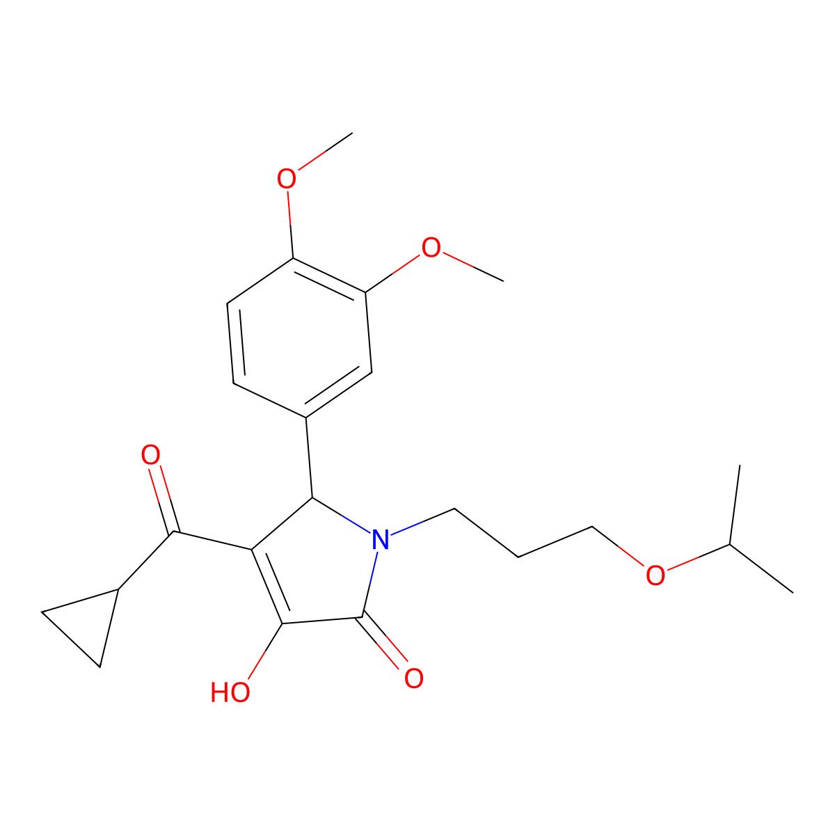 4-(cyclopropanecarbonyl)-5-(3,4-dimethoxyphenyl)-3-hydroxy-1-(3-isopropoxypropyl)-1H-pyrrol-2(5H)-one molecular structure, CAS 1017632-49-3