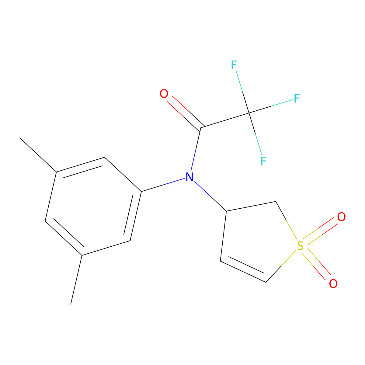 N-(3,5-dimethylphenyl)-N-(1,1-dioxido-2,3-dihydrothiophen-3-yl)-2,2,2-trifluoroacetamide molecular structure, CAS 1017657-25-8