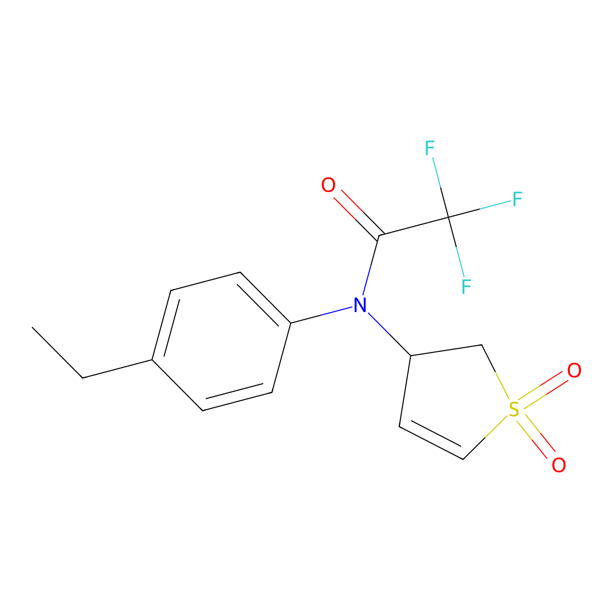 N-(1,1-dioxido-2,3-dihydrothiophen-3-yl)-N-(4-ethylphenyl)-2,2,2-trifluoroacetamide molecular structure, CAS 1017657-28-1