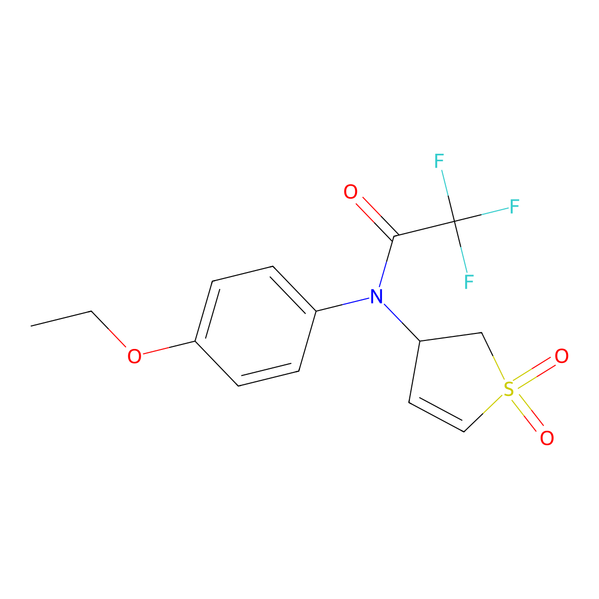 N-(1,1-dioxido-2,3-dihydrothiophen-3-yl)-N-(4-ethoxyphenyl)-2,2,2-trifluoroacetamide molecular structure, CAS 1017657-31-6