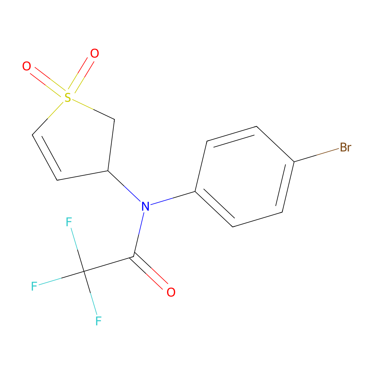 N-(4-bromophenyl)-N-(1,1-dioxido-2,3-dihydrothiophen-3-yl)-2,2,2-trifluoroacetamide molecular structure, CAS 1017657-34-9