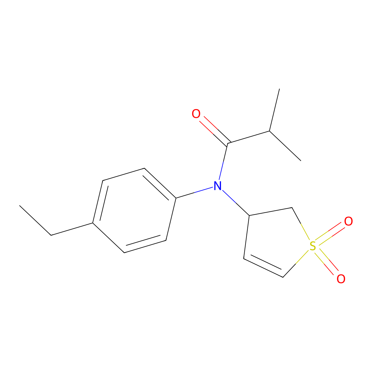 N-(1,1-dioxido-2,3-dihydrothiophen-3-yl)-N-(4-ethylphenyl)isobutyramide molecular structure, CAS 1017657-43-0