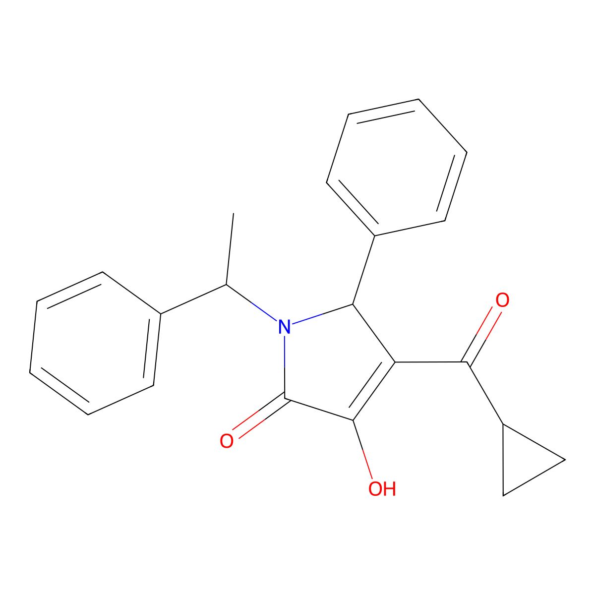 4-(Cyclopropylcarbonyl)-3-hydroxy-5-phenyl-1-(phenylethyl)-3-pyrrolin-2-one molecular structure, CAS 1017657-58-7