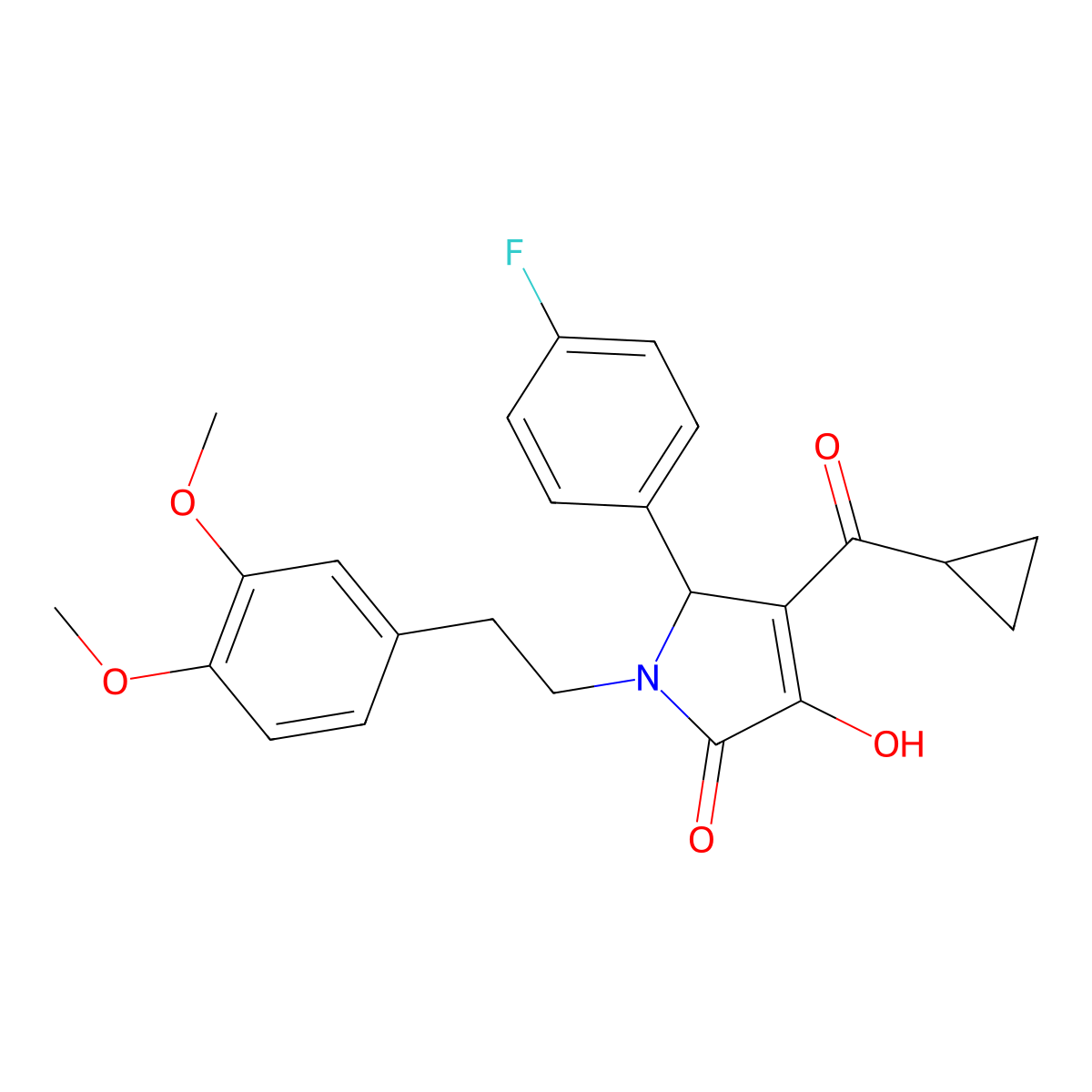4-(cyclopropanecarbonyl)-1-(3,4-dimethoxyphenethyl)-5-(4-fluorophenyl)-3-hydroxy-1H-pyrrol-2(5H)-one molecular structure, CAS 1017657-61-2