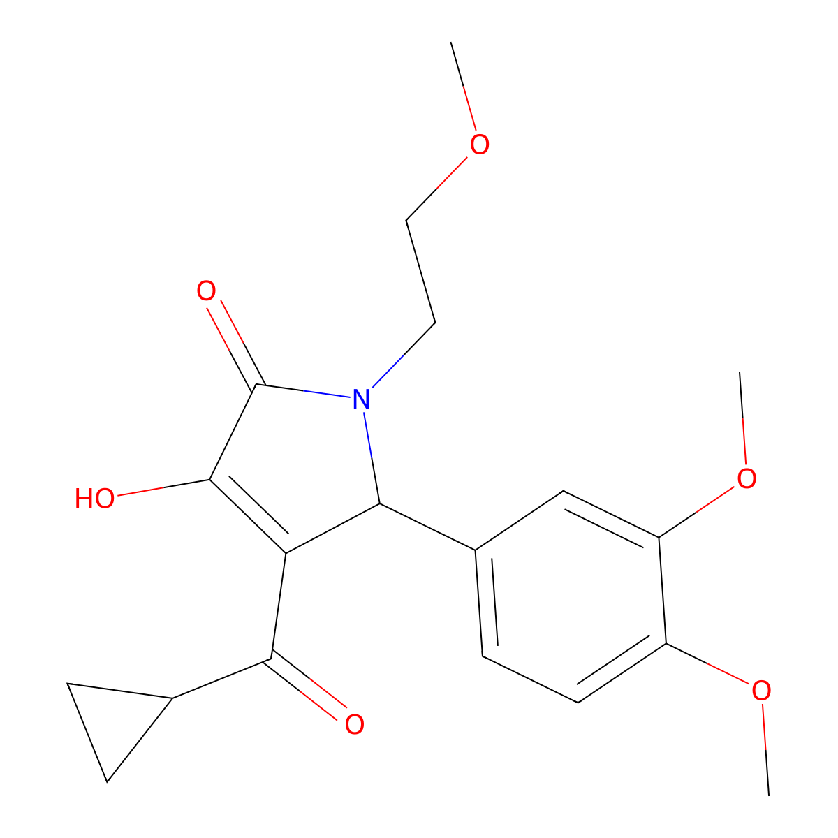 4-(cyclopropanecarbonyl)-5-(3,4-dimethoxyphenyl)-3-hydroxy-1-(2-methoxyethyl)-1H-pyrrol-2(5H)-one molecular structure, CAS 1017657-67-8