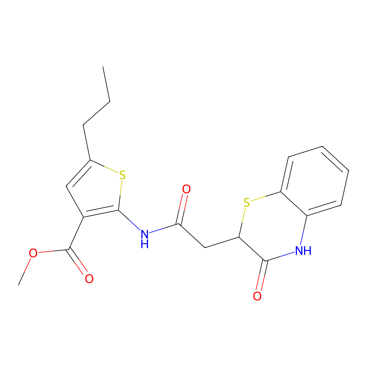 methyl 2-{[(3-oxo-3,4-dihydro-2H-1,4-benzothiazin-2-yl)acetyl]amino}-5-propylthiophene-3-carboxylate molecular structure, CAS 1017661-65-2