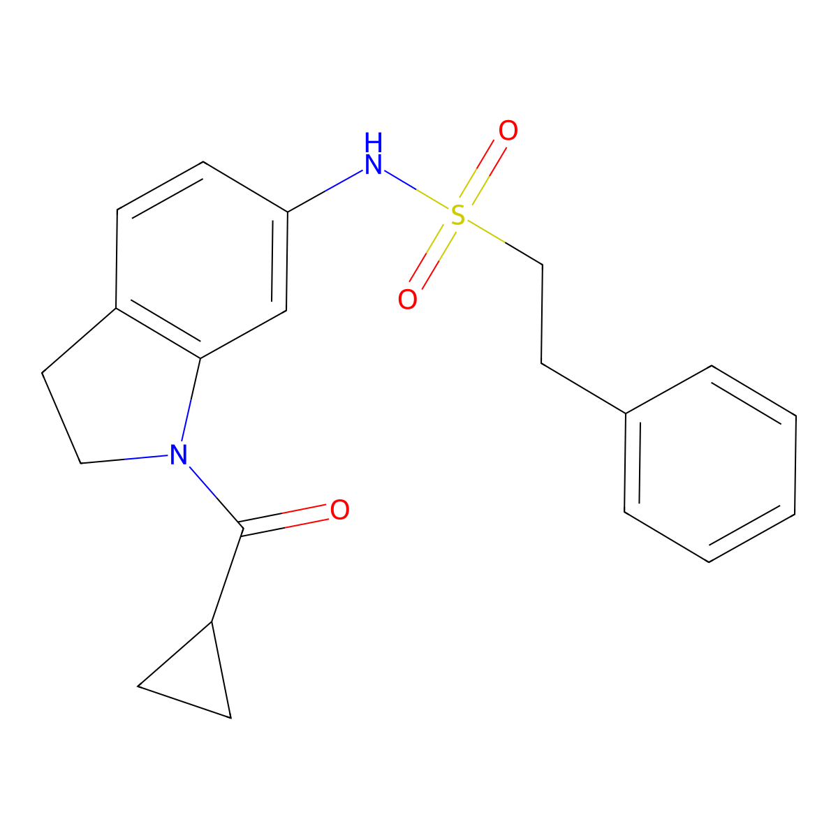 N-(1-(cyclopropanecarbonyl)indolin-6-yl)-2-phenylethanesulfonamide molecular structure, CAS 1017662-13-3