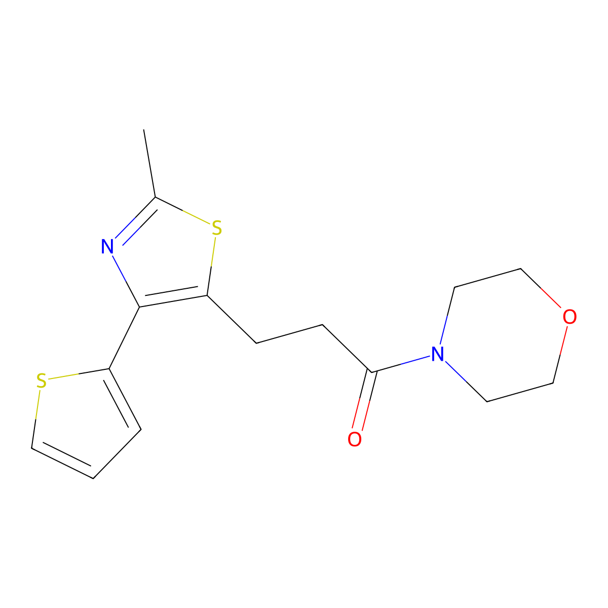 3-[2-Methyl-4-(thiophen-2-yl)-1,3-thiazol-5-yl]-1-(morpholin-4-yl)propan-1-one molecular structure, CAS 1017662-65-5