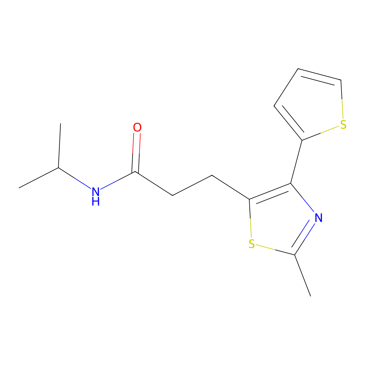 3-[2-methyl-4-(thiophen-2-yl)-1,3-thiazol-5-yl]-N-(propan-2-yl)propanamide molecular structure, CAS 1017662-77-9