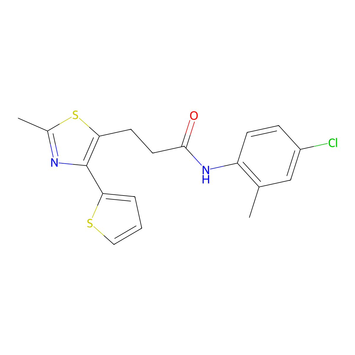 N-(4-Chloro-2-methylphenyl)-3-[2-methyl-4-(thiophen-2-YL)-1,3-thiazol-5-YL]propanamide molecular structure, CAS 1017663-05-6