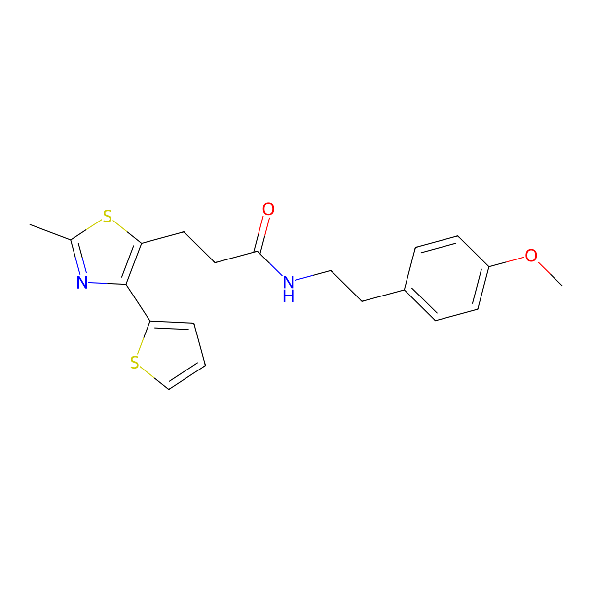 N-[2-(4-methoxyphenyl)ethyl]-3-[2-methyl-4-(thiophen-2-yl)-1,3-thiazol-5-yl]propanamide molecular structure, CAS 1017663-12-5