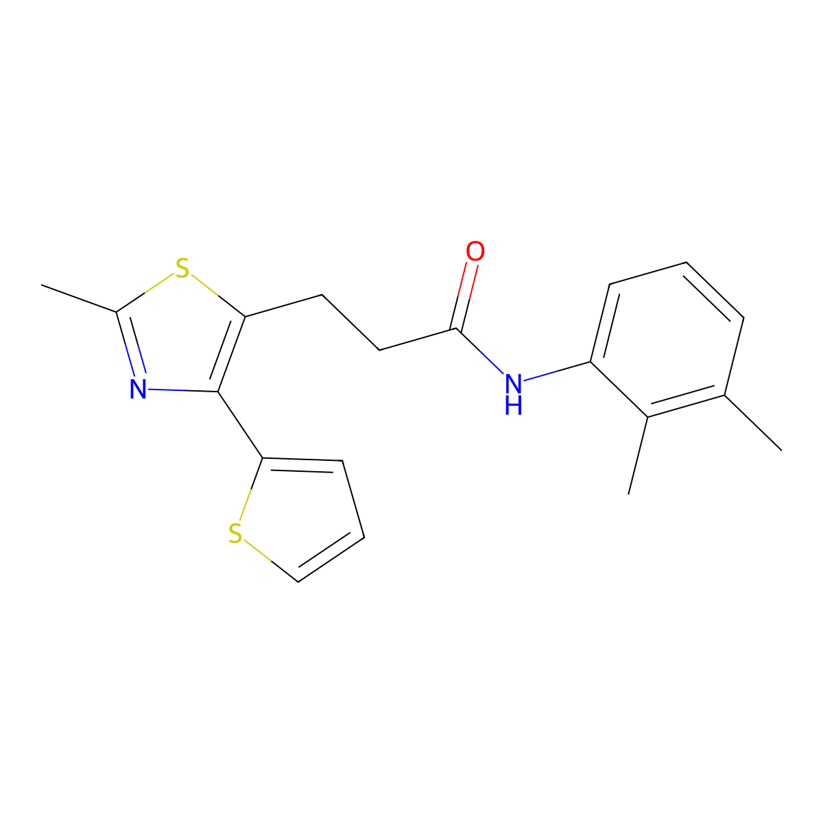 N-(2,3-dimethylphenyl)-3-(2-methyl-4-(thiophen-2-yl)thiazol-5-yl)propanamide molecular structure, CAS 1017663-23-8
