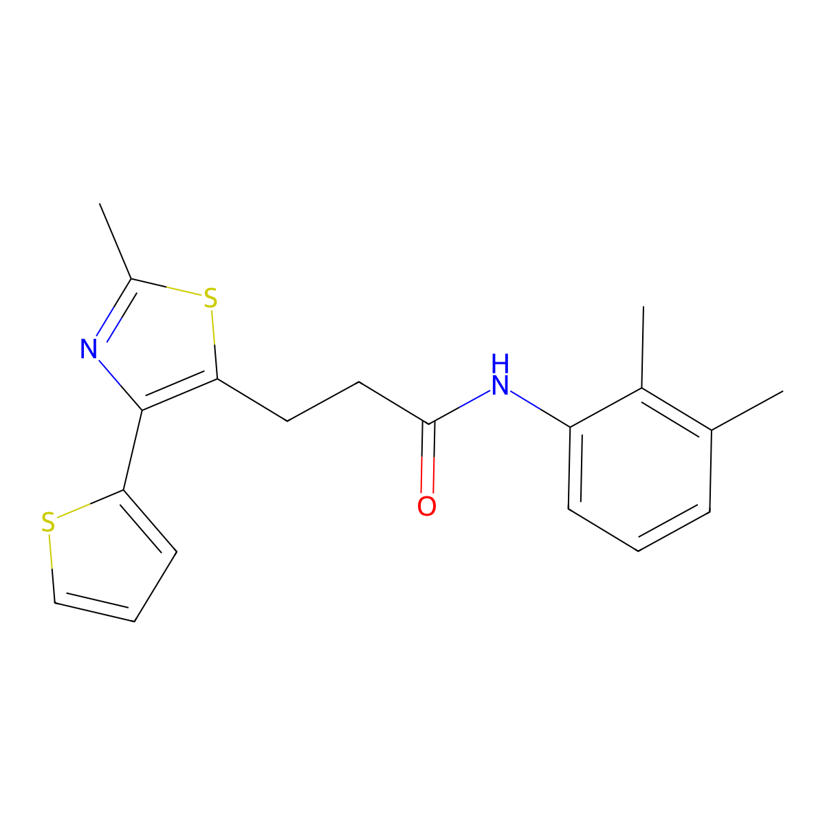 N-(2,3-dimethylphenyl)-3-(2-methyl-4-(thiophen-2-yl)thiazol-5-yl)propanamide molecular structure, CAS 1017663-23-8