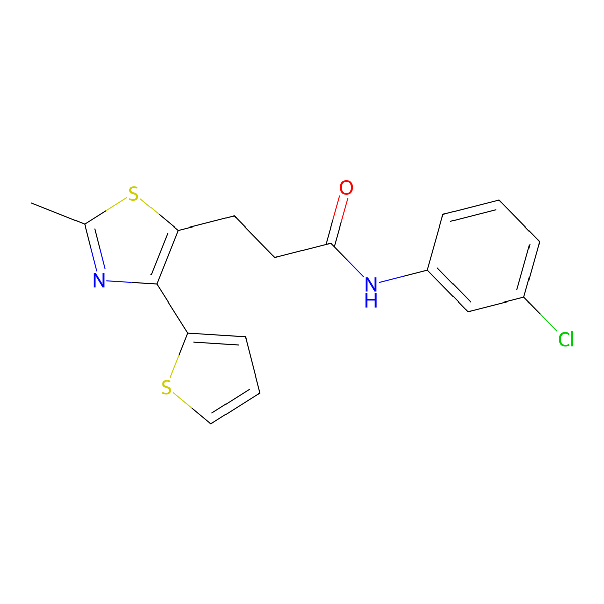 N-(3-chlorophenyl)-3-[2-methyl-4-(thiophen-2-yl)-1,3-thiazol-5-yl]propanamide molecular structure, CAS 1017663-24-9