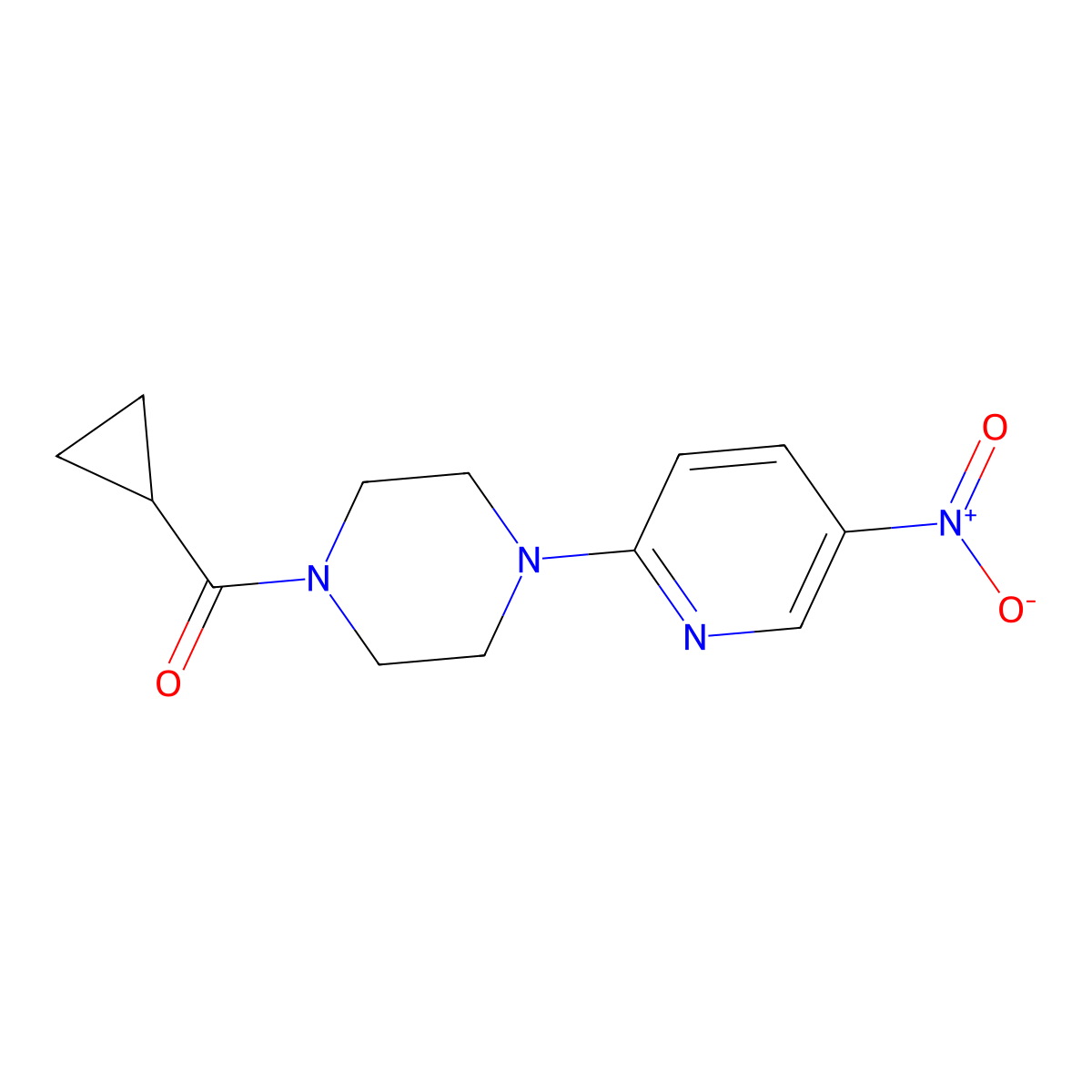 Cyclopropyl[4-(5-nitro-2-pyridinyl)-1-piperazinyl]methanone molecular structure, CAS 1017663-91-0
