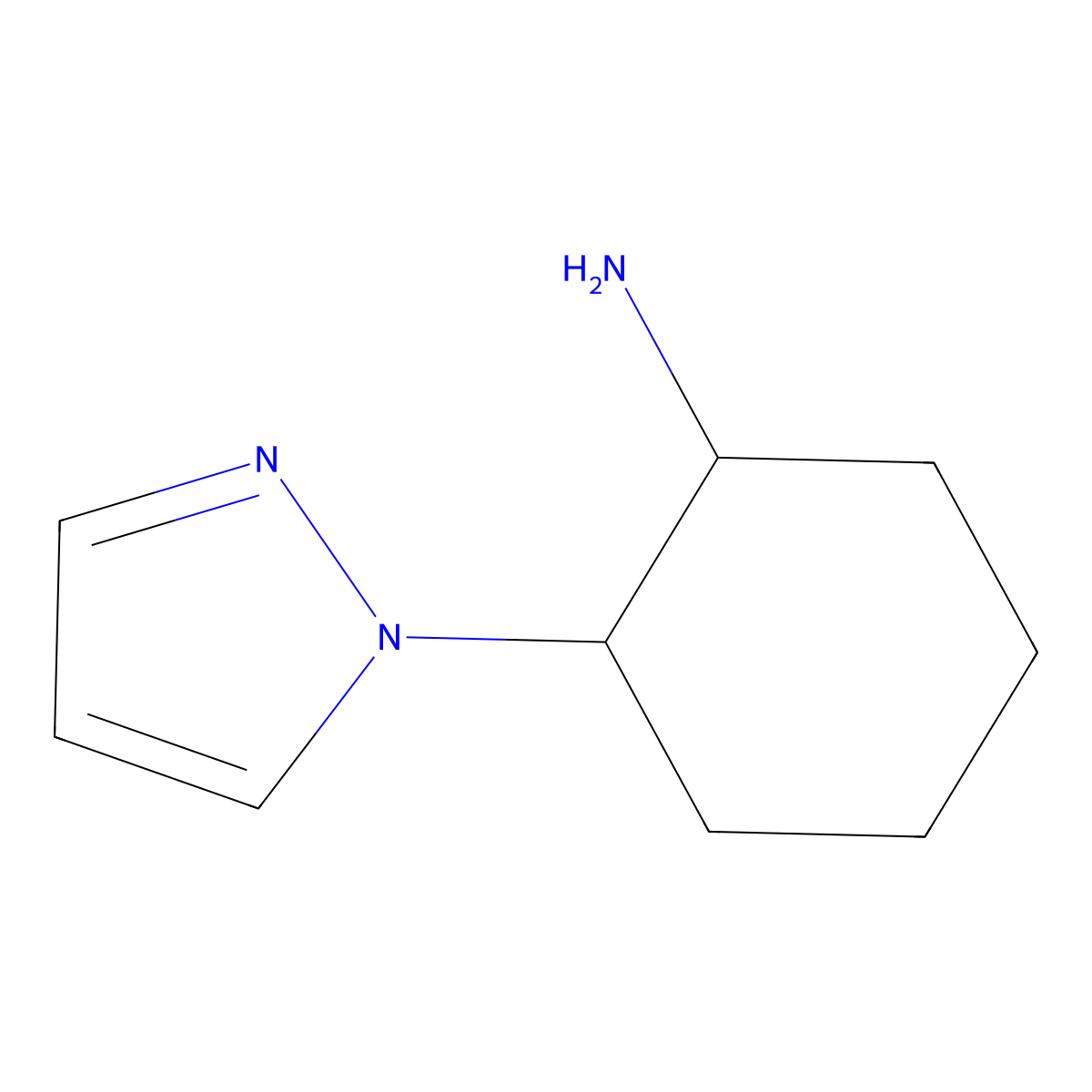 2-(1H-pyrazol-1-yl)cyclohexan-1-amine molecular structure, CAS 1017665-07-4