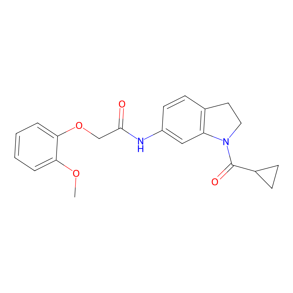 N-(1-(cyclopropanecarbonyl)indolin-6-yl)-2-(2-methoxyphenoxy)acetamide molecular structure, CAS 1017665-25-6