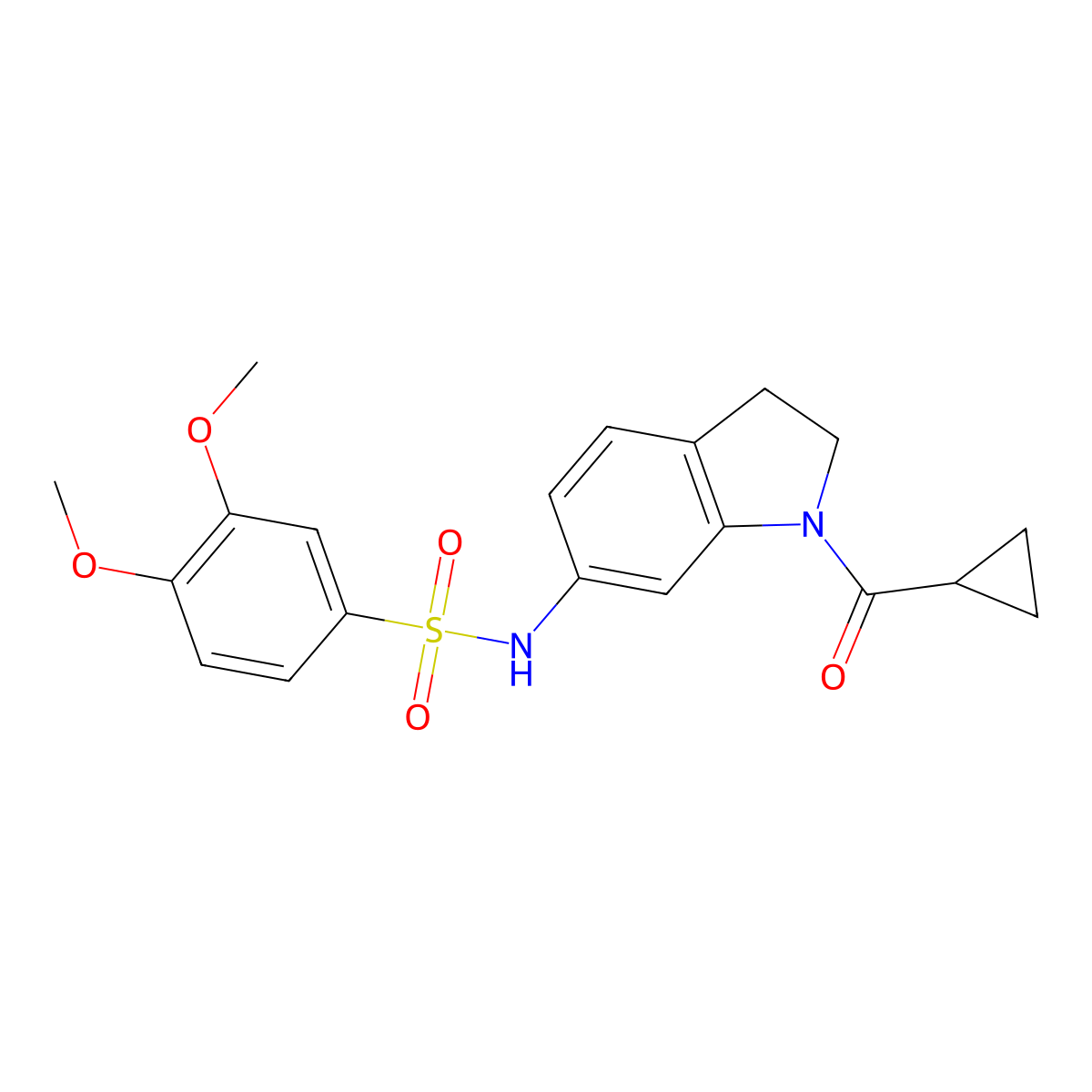 N-[1-(cyclopropylcarbonyl)-2,3-dihydro-1H-indol-6-yl]-3,4-dimethoxybenzenesulfonamide molecular structure, CAS 1017665-27-8