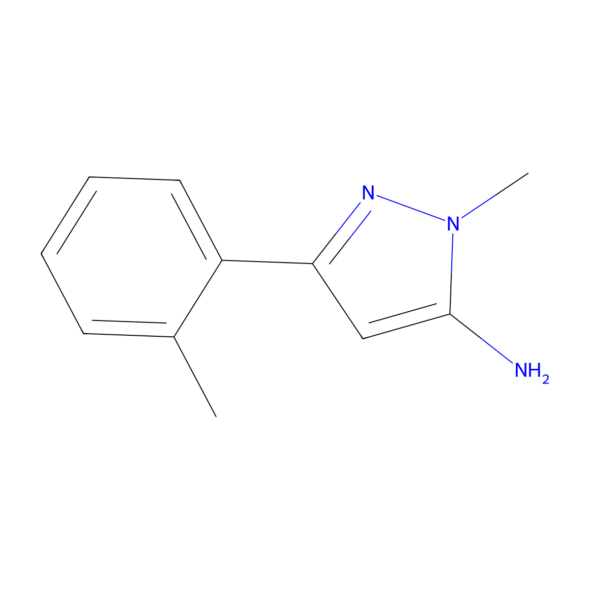 2-Methyl-5-(2-methylphenyl)pyrazol-3-amine molecular structure, CAS 1017665-59-6