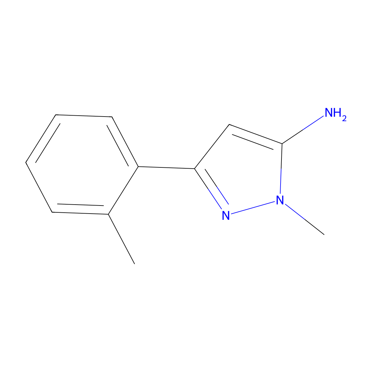 2-Methyl-5-(2-methylphenyl)pyrazol-3-amine molecular structure, CAS 1017665-59-6