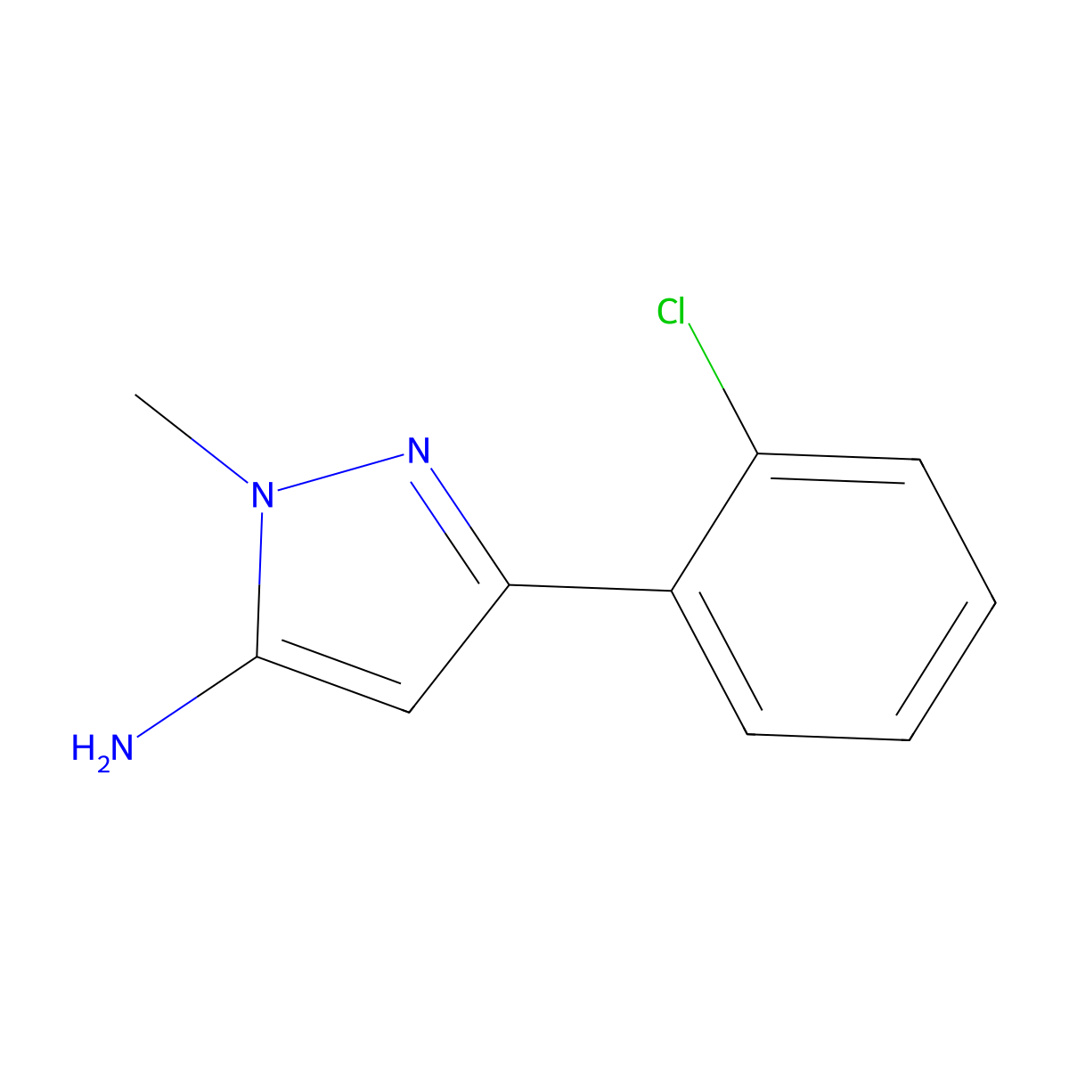 3-Amoino-5-(2-chlorophenyl)-2-methylpyrazole molecular structure, CAS 1017665-61-0