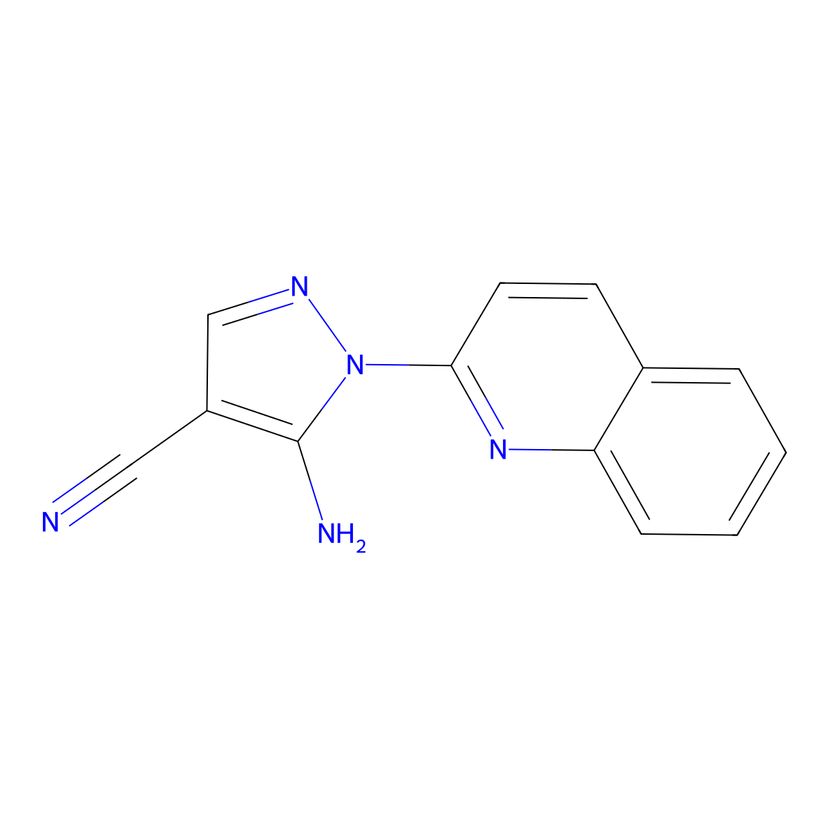 5-amino-1-quinolin-2-yl-1H-pyrazole-4-carbonitrile molecular structure, CAS 1017665-69-8