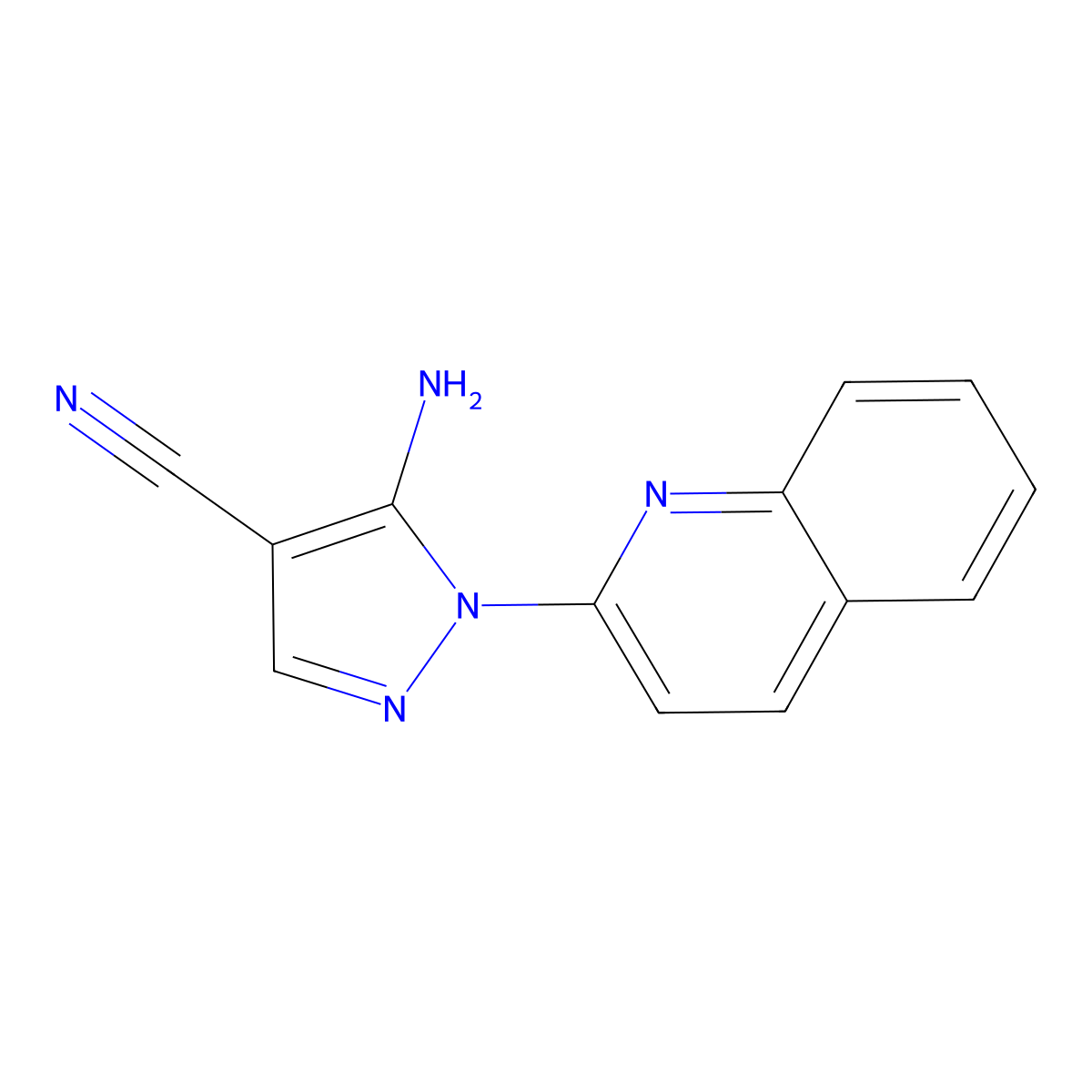5-amino-1-quinolin-2-yl-1H-pyrazole-4-carbonitrile molecular structure, CAS 1017665-69-8