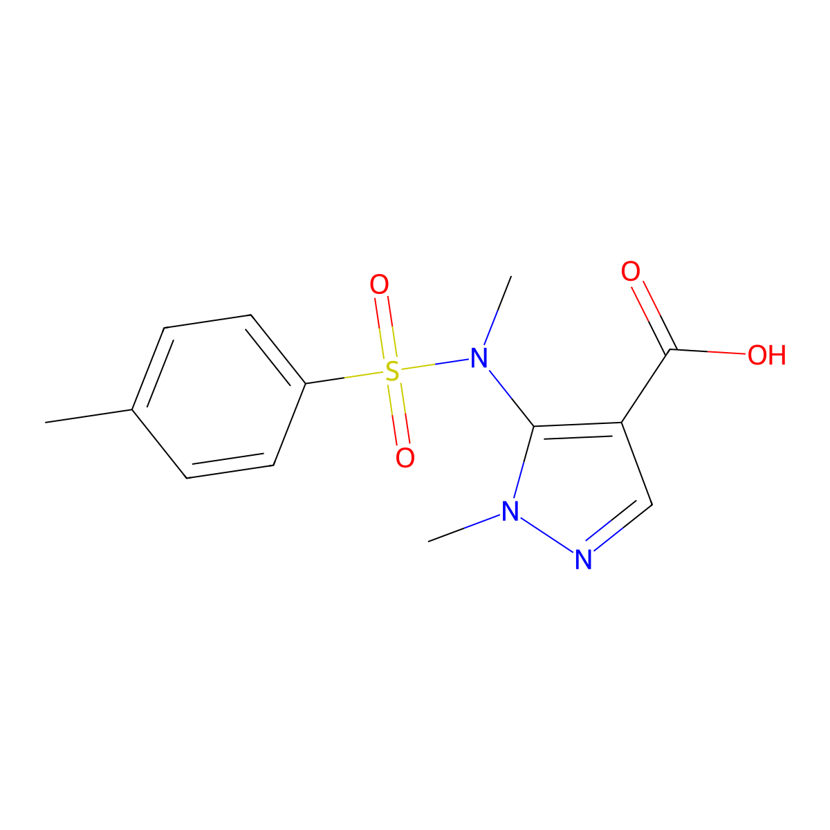 1-methyl-5-(N-methyl4-methylbenzenesulfonamido)-1H-pyrazole-4-carboxylic acid molecular structure, CAS 1017666-09-9
