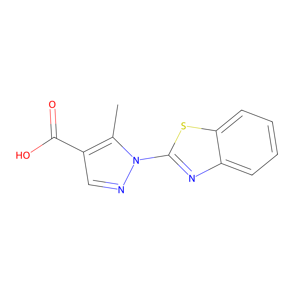 1-(Benzo[d]thiazol-2-yl)-5-methyl-1H-pyrazole-4-carboxylic acid molecular structure, CAS 1017666-28-2
