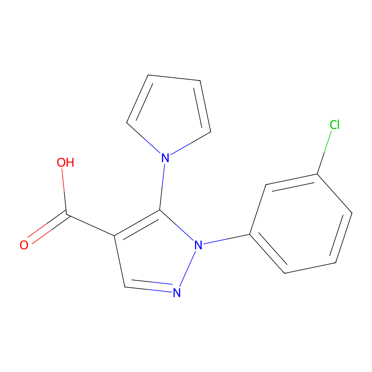 1-(3-Chlorophenyl)-5-(1H-pyrrol-1-yl)-1H-pyrazole-4-carboxylic acid molecular structure, CAS 1017666-29-3