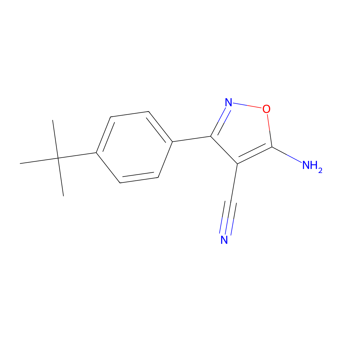 5-Amino-3-(4-tert-butylphenyl)isoxazole-4-carbonitrile molecular structure, CAS 1017668-90-4