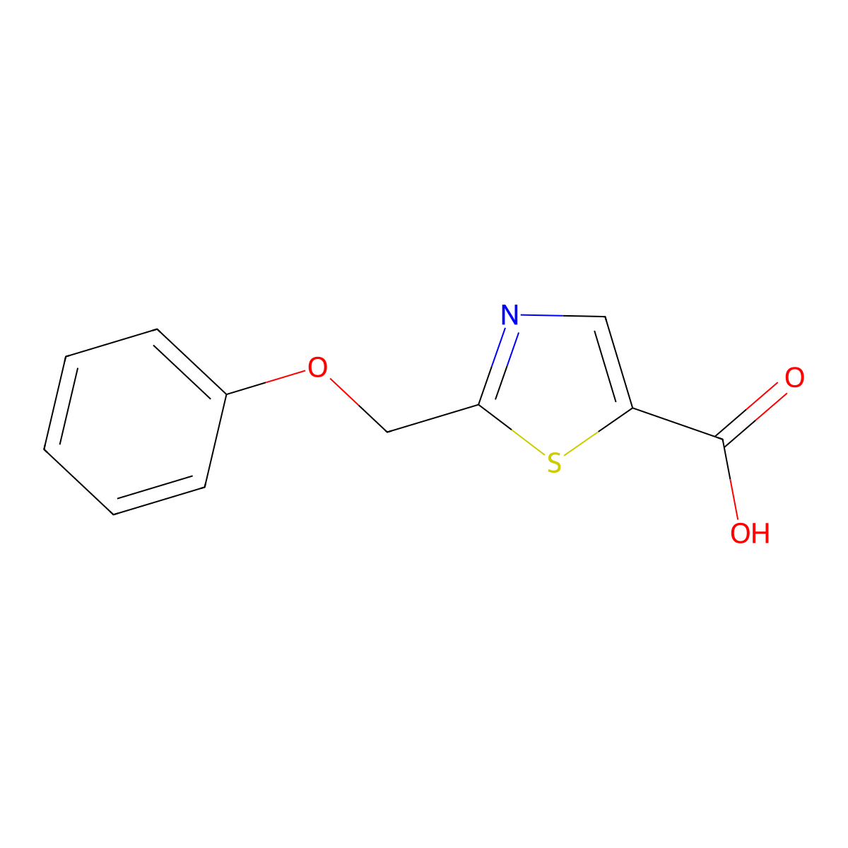 2-(Phenoxymethyl)-1,3-thiazole-5-carboxylic acid molecular structure, CAS 1017669-06-5