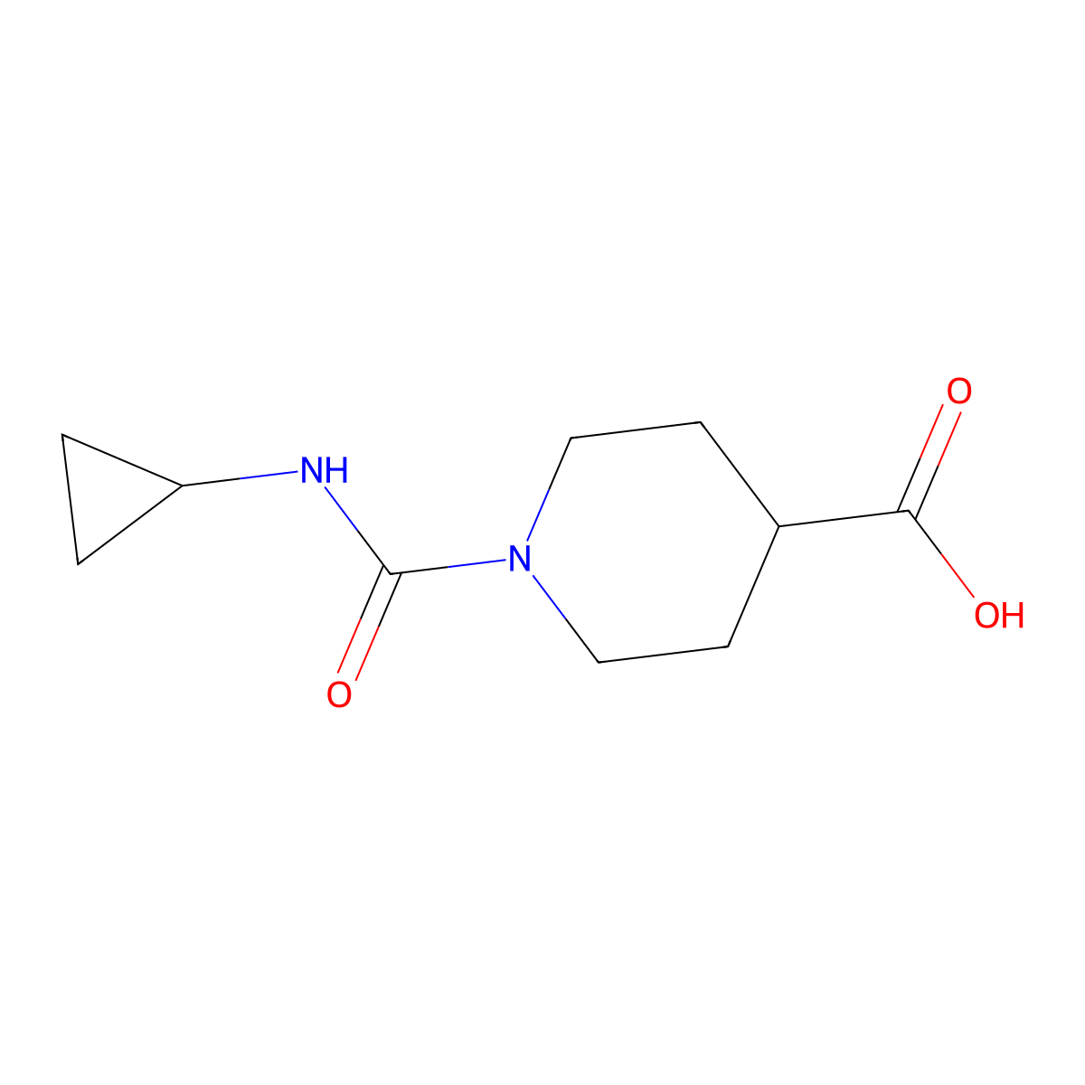 1-(Cyclopropylcarbamoyl)piperidine-4-carboxylic acid molecular structure, CAS 1017669-48-5