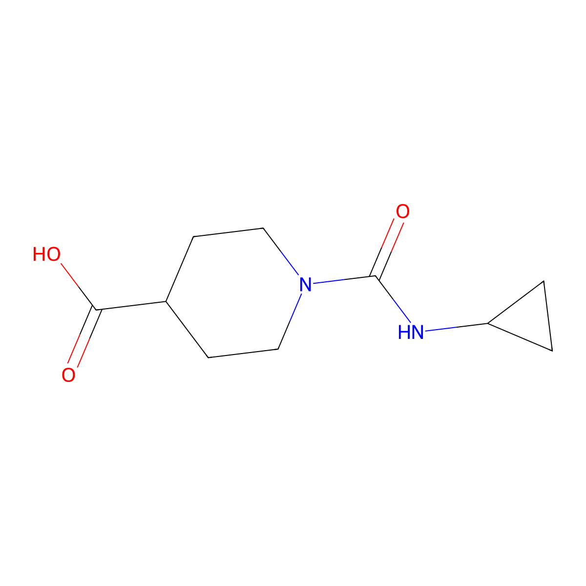 1-(Cyclopropylcarbamoyl)piperidine-4-carboxylic acid molecular structure, CAS 1017669-48-5