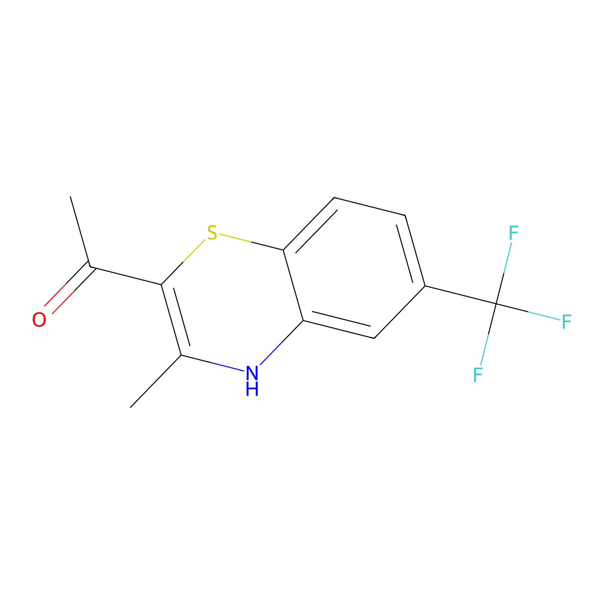 Ethanone, 1-[3-methyl-6-(trifluoromethyl)-4H-1,4-benzothiazin-2-yl]- molecular structure, CAS 101767-69-5