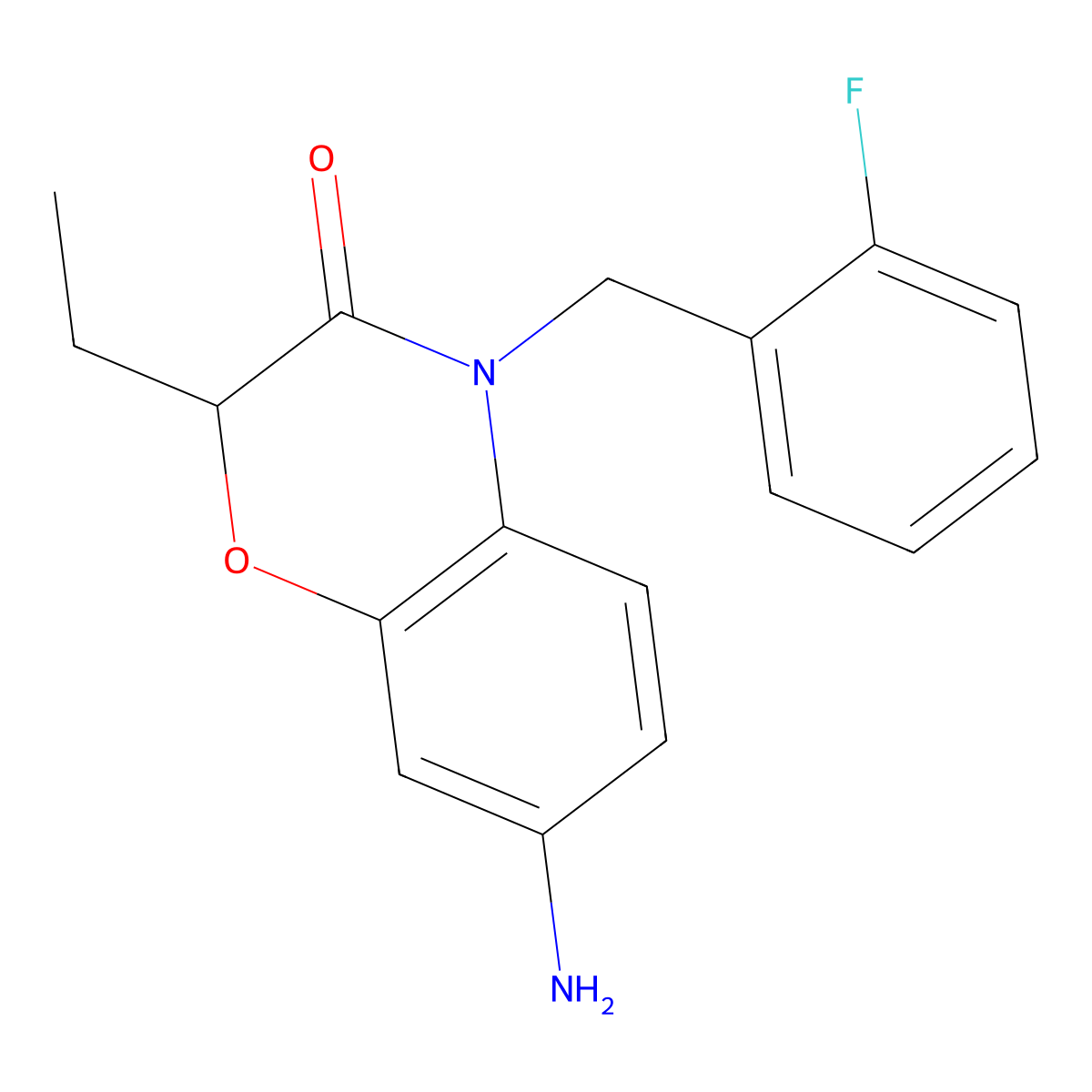 7-amino-2-ethyl-4-[(2-fluorophenyl)methyl]-3,4-dihydro-2H-1,4-benzoxazin-3-one molecular structure, CAS 1017677-65-4