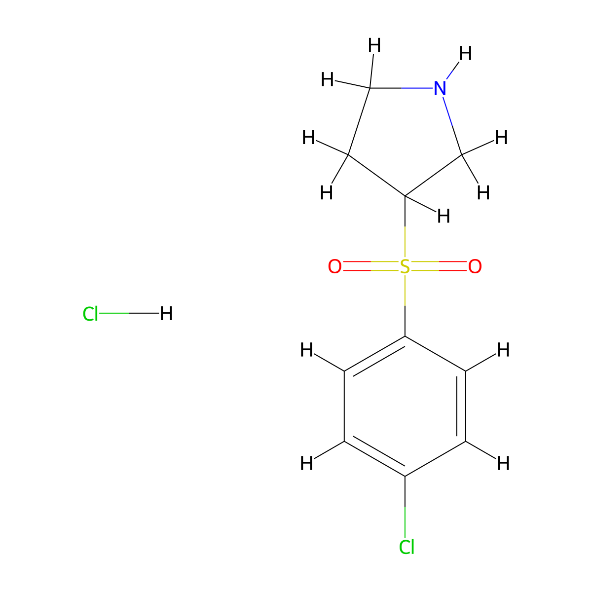 3-((4-Chlorophenyl)sulfonyl)pyrrolidine hydrochloride molecular structure, CAS 101768-36-9