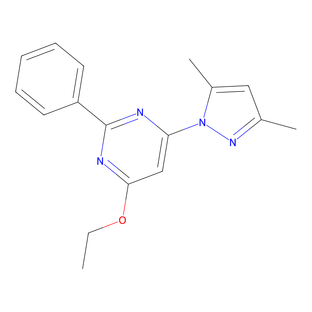4-(3,5-Dimethyl-1H-pyrazol-1-yl)-6-ethoxy-2-phenylpyrimidine molecular structure, CAS 1017685-82-3