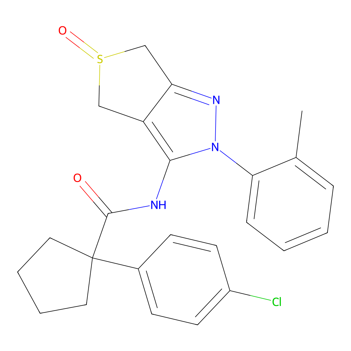 1-(4-chlorophenyl)-N-(5-oxido-2-(o-tolyl)-4,6-dihydro-2H-thieno[3,4-c]pyrazol-3-yl)cyclopentanecarboxamide molecular structure, CAS 1017691-58-5