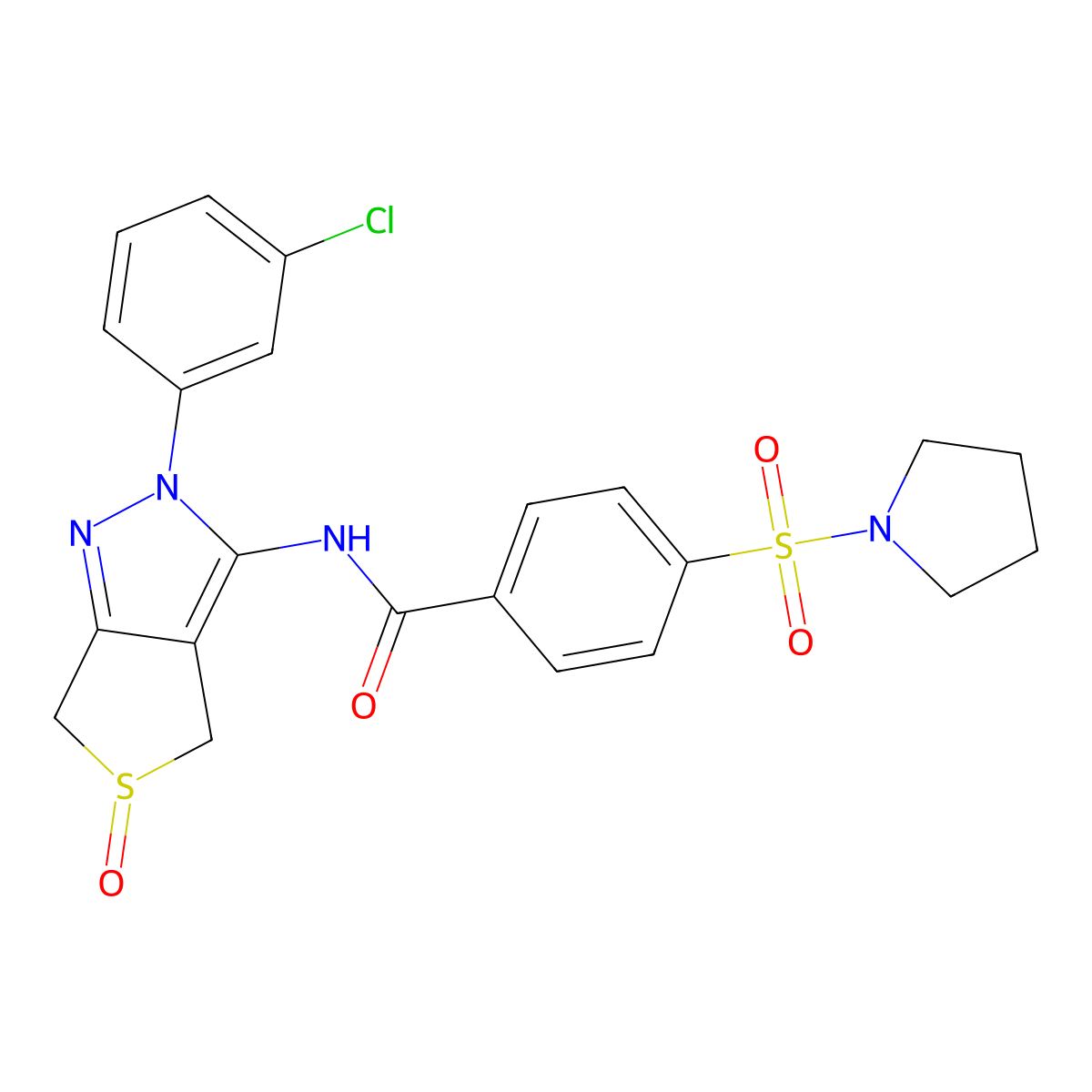 N-(2-(3-chlorophenyl)-5-oxido-4,6-dihydro-2H-thieno[3,4-c]pyrazol-3-yl)-4-(pyrrolidin-1-ylsulfonyl)benzamide molecular structure, CAS 1017691-64-3