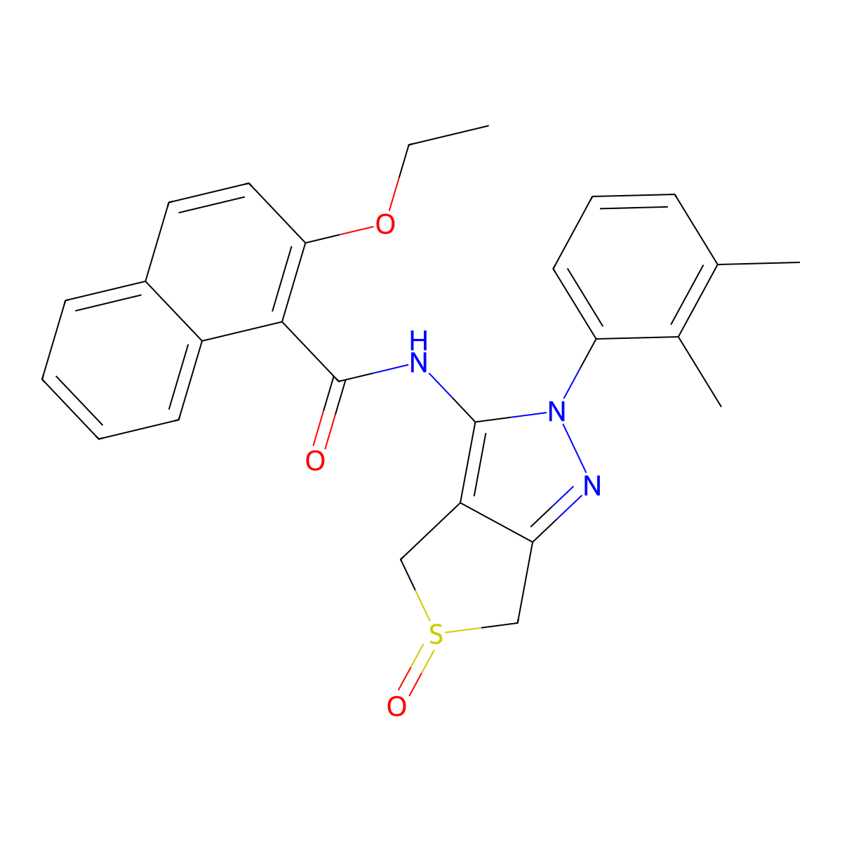 N-(2-(2,3-dimethylphenyl)-5-oxido-4,6-dihydro-2H-thieno[3,4-c]pyrazol-3-yl)-2-ethoxy-1-naphthamide molecular structure, CAS 1017691-68-7