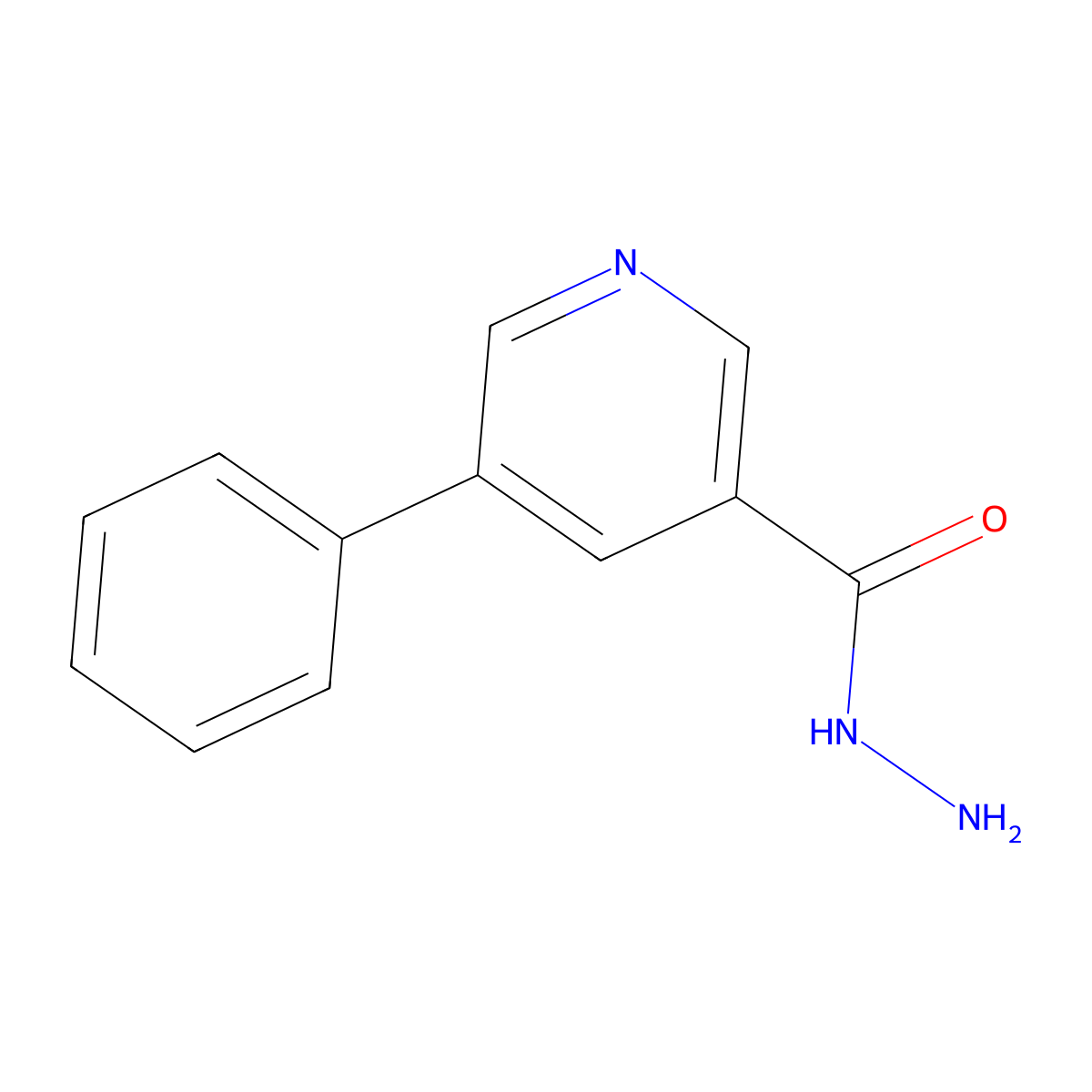 5-Phenyl-3-pyridinecarboxylic acid hydrazide molecular structure, CAS 10177-14-7