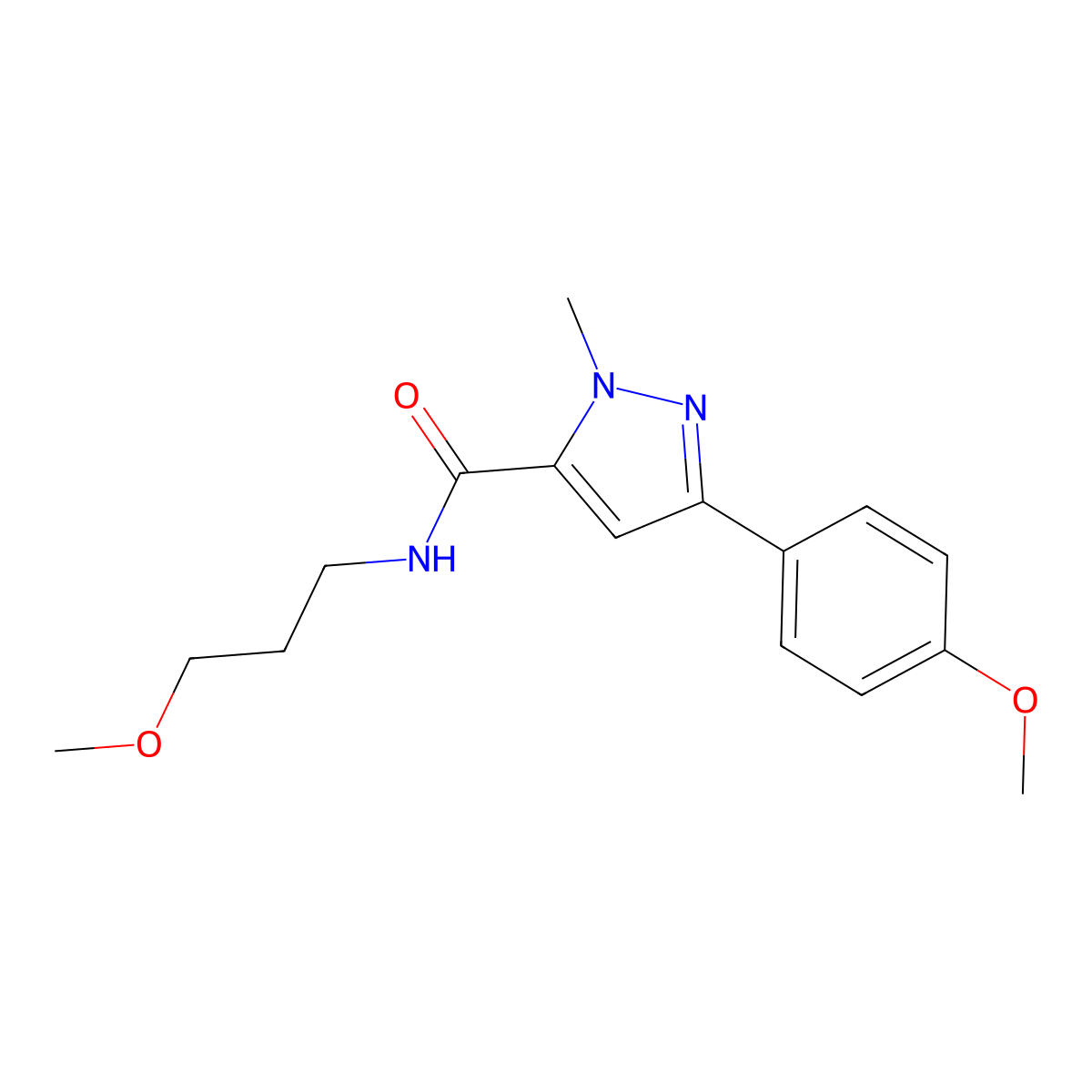 3-(4-methoxyphenyl)-N-(3-methoxypropyl)-1-methyl-1H-pyrazole-5-carboxamide molecular structure, CAS 1017702-66-7