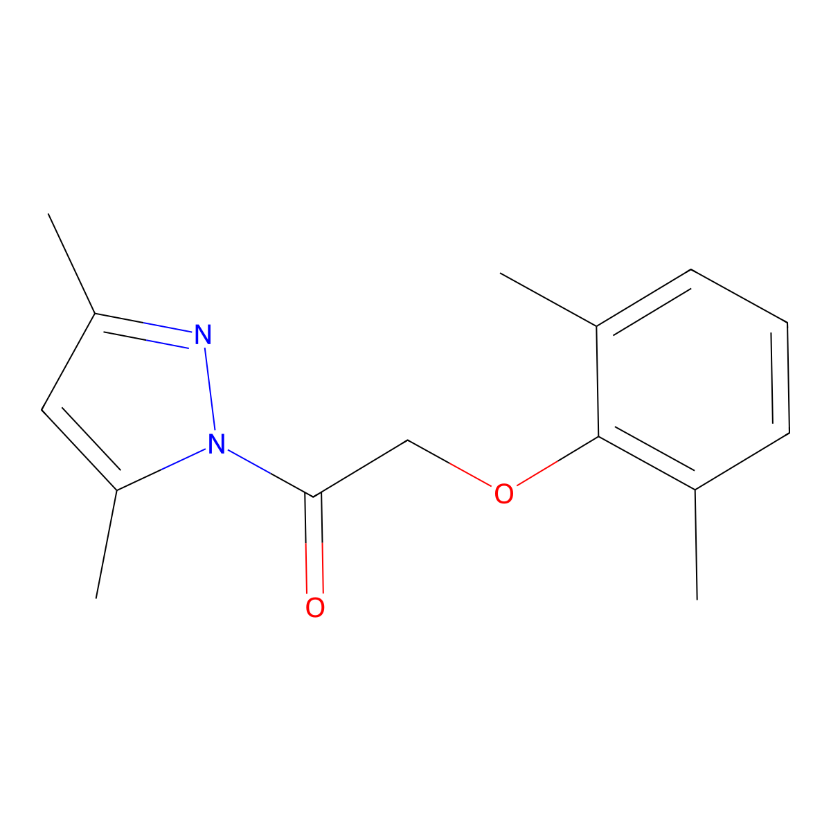 1-[(2,6-dimethylphenoxy)acetyl]-3,5-dimethyl-1H-pyrazole molecular structure, CAS 101771-64-6