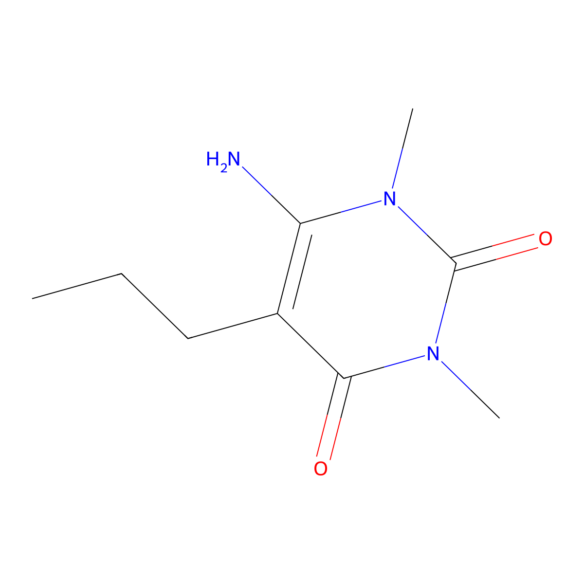 6-amino-1,3-dimethyl-5-propylpyrimidine-2,4(1H,3H)-dione molecular structure, CAS 101774-79-2