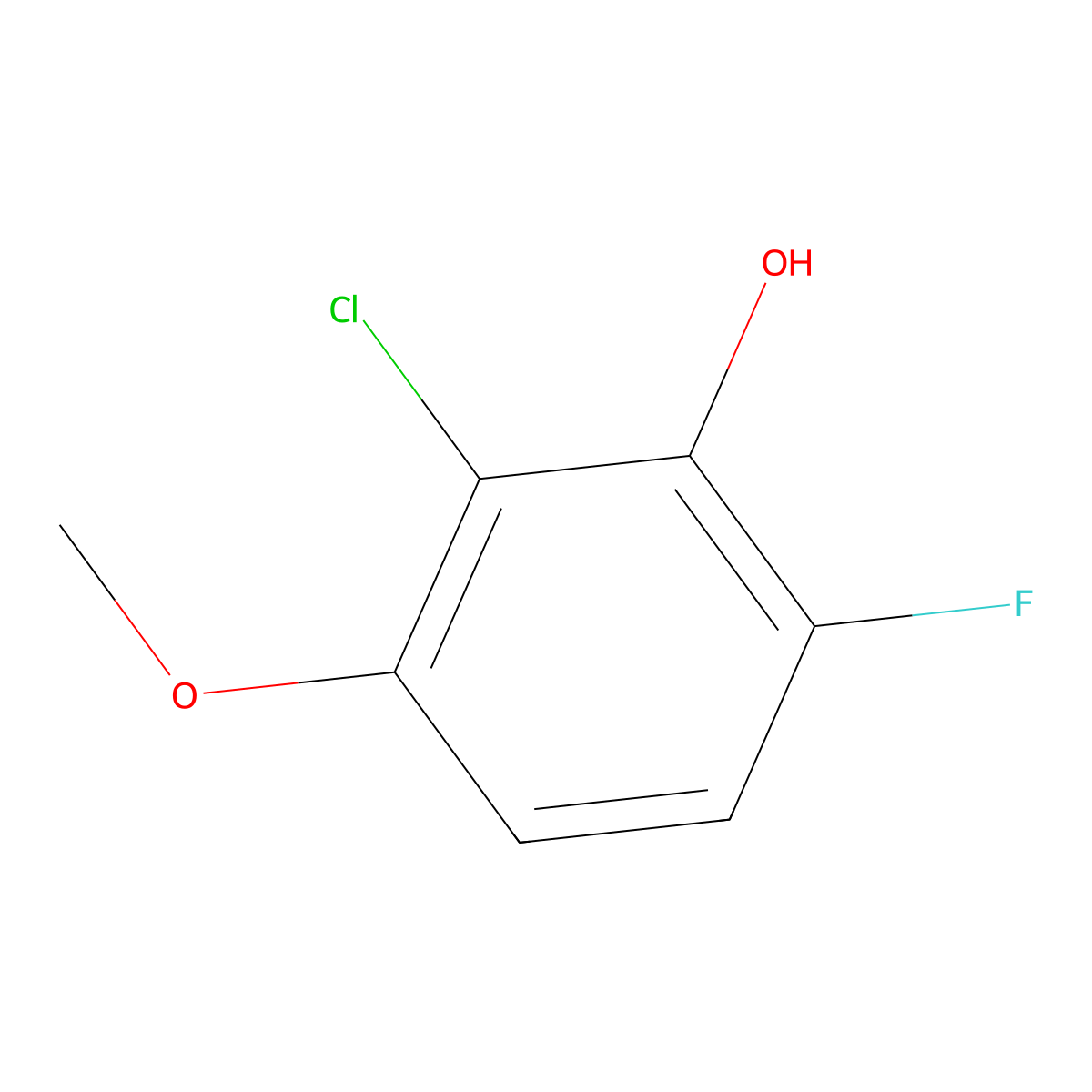 2-Chloro-6-fluoro-3-methoxyphenol molecular structure, CAS 1017777-60-4