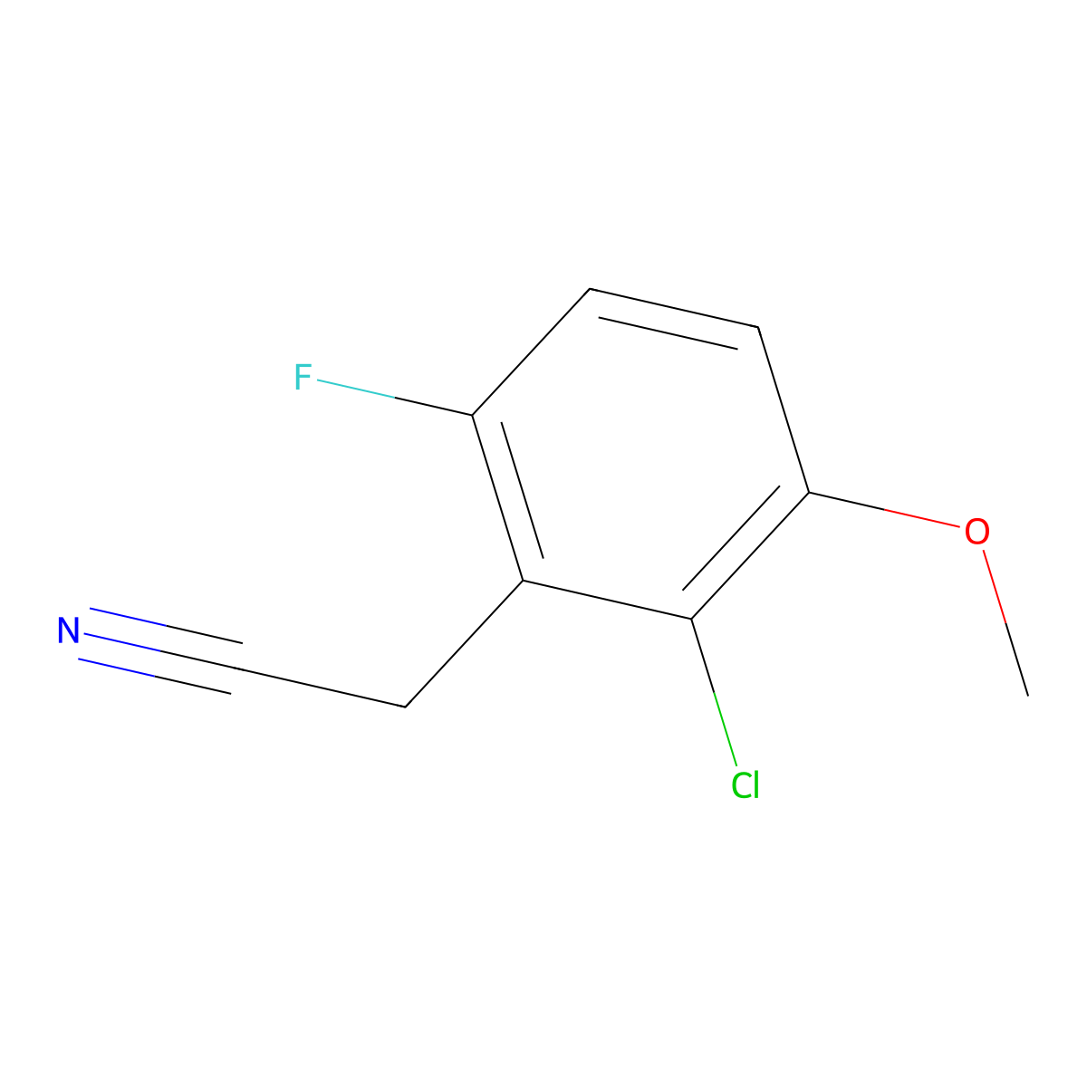 2-Chloro-6-fluoro-3-methoxyphenylacetonitrile molecular structure, CAS 1017777-64-8