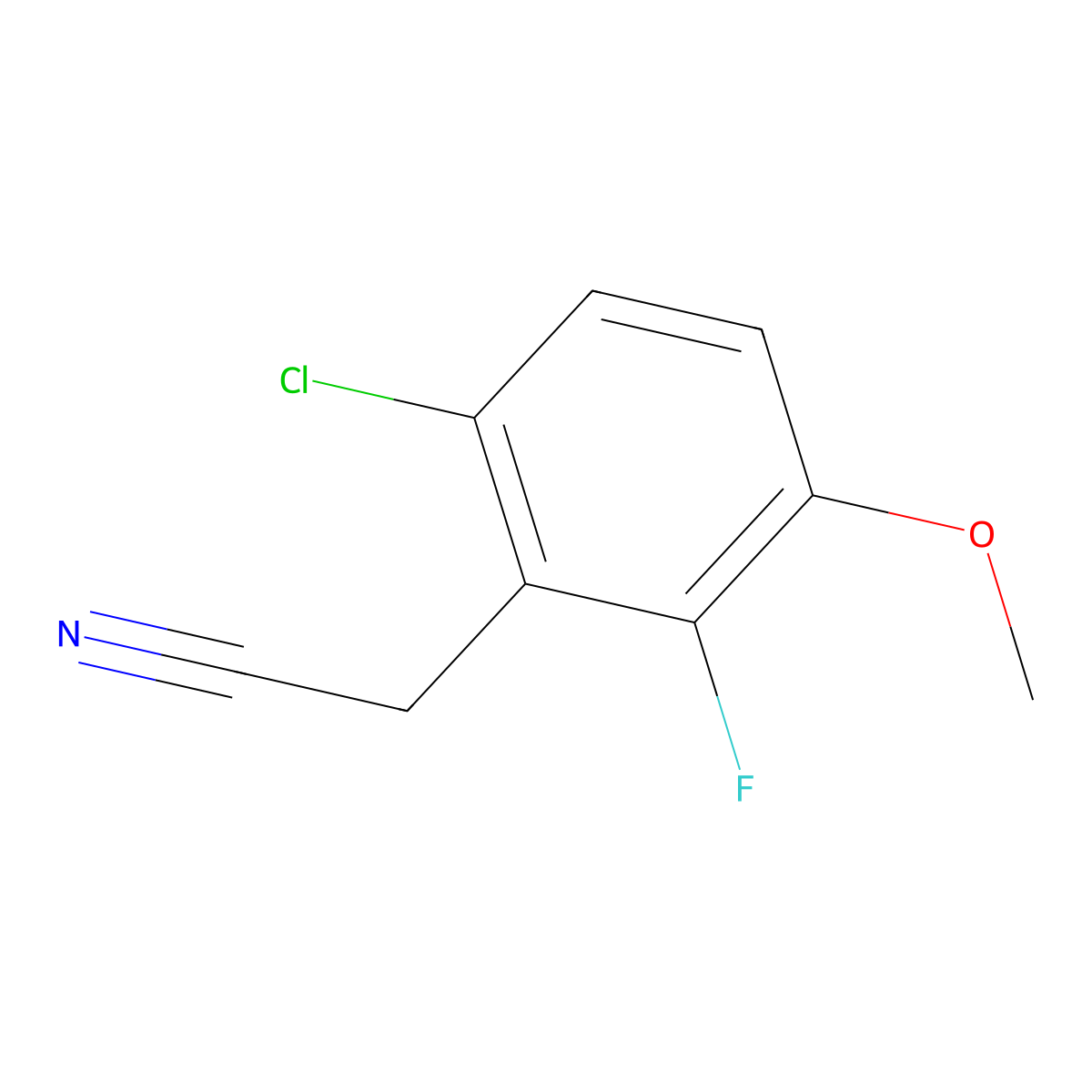 6-Chloro-2-fluoro-3-methoxyphenylacetonitrile molecular structure, CAS 1017777-80-8
